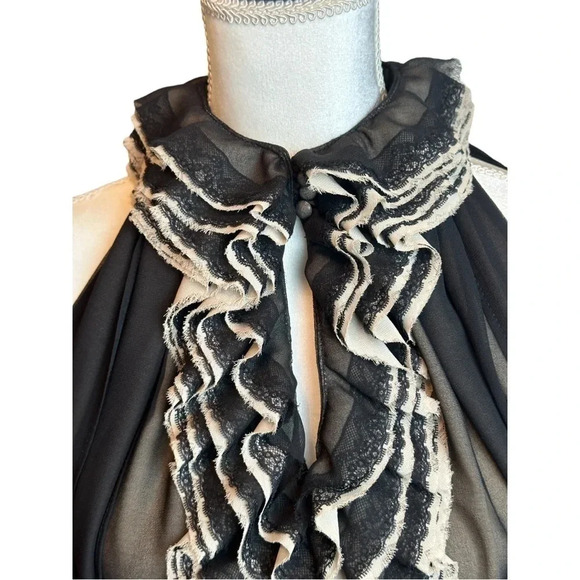 ROBERT Rodriguez Neiman Marcus Target Black Ruffles & Lace Blouse - Picture 3 of 11